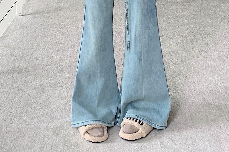 High Waist Washed Wide Leg Jeans Product Image