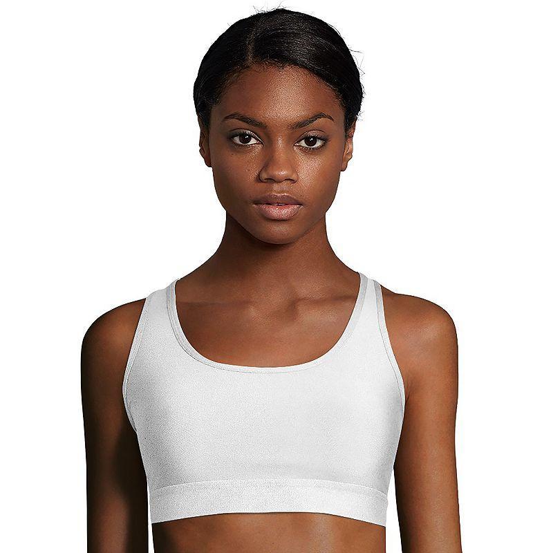 Hanes Sport Womens Racerback Sports Bra with Compression White M Product Image