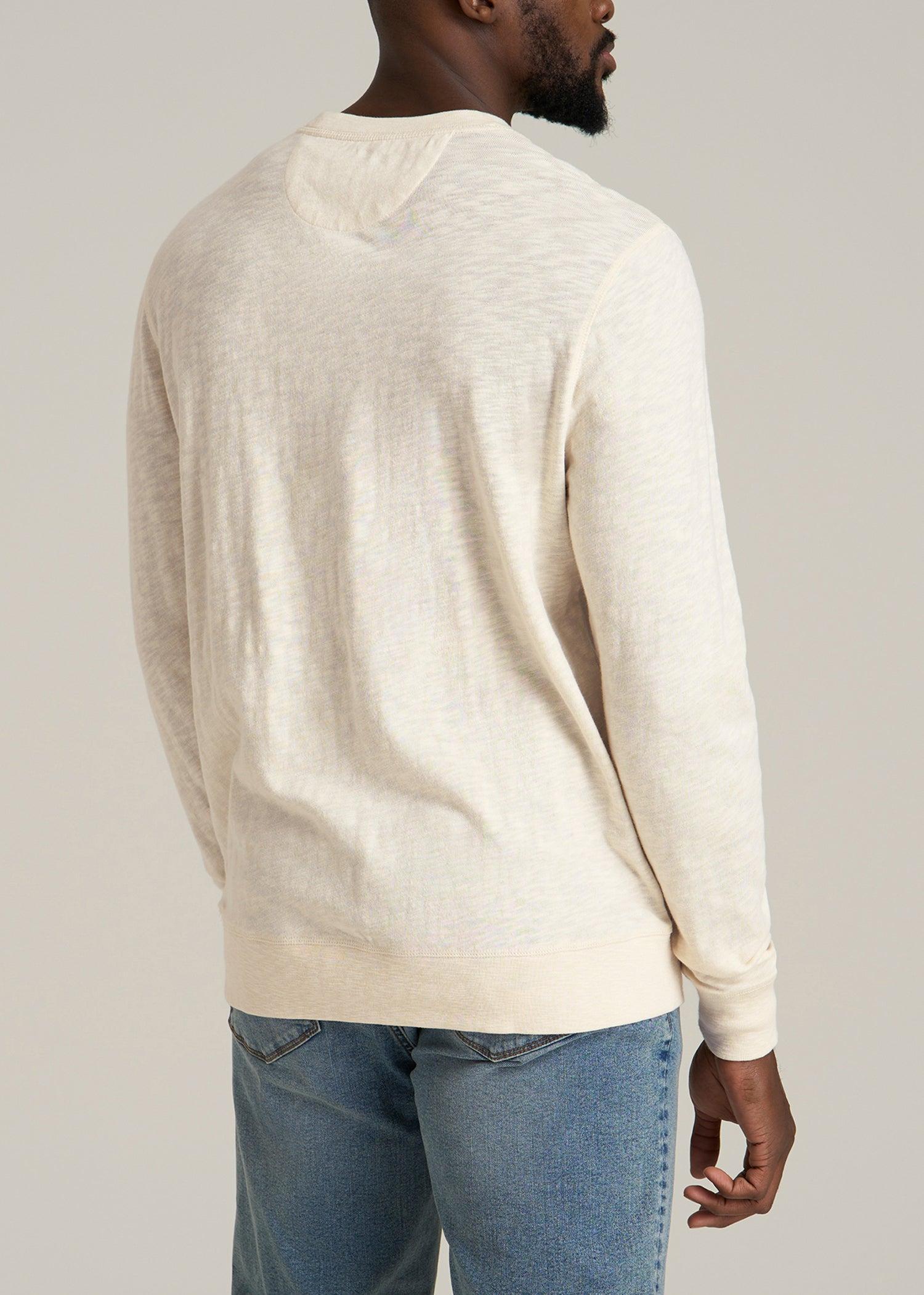 Sunwashed Slub Crewneck for Tall Men in Ivory White Male Product Image