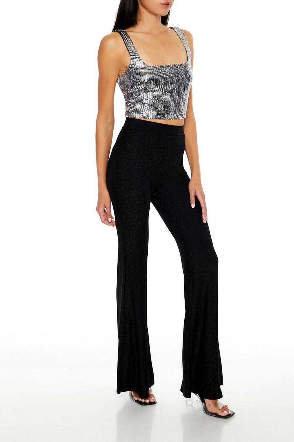 Glitter High-Rise Flare Pants | Forever 21 Product Image