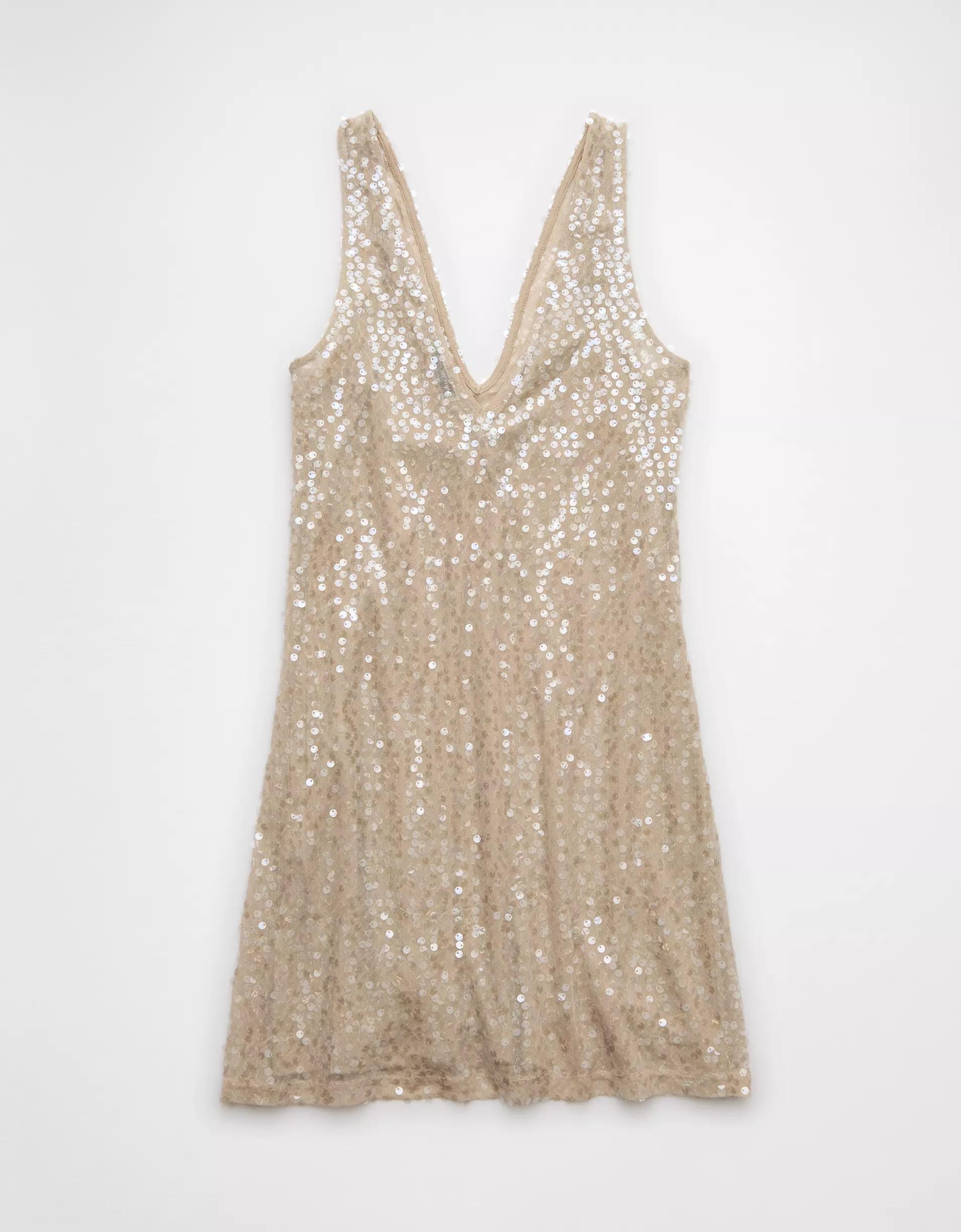 AE Sequin V-Neck Mini Slip Dress Product Image
