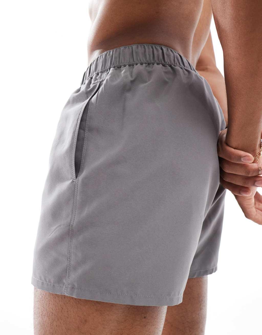 ASOS DESIGN short length swim shorts in charcoal Product Image