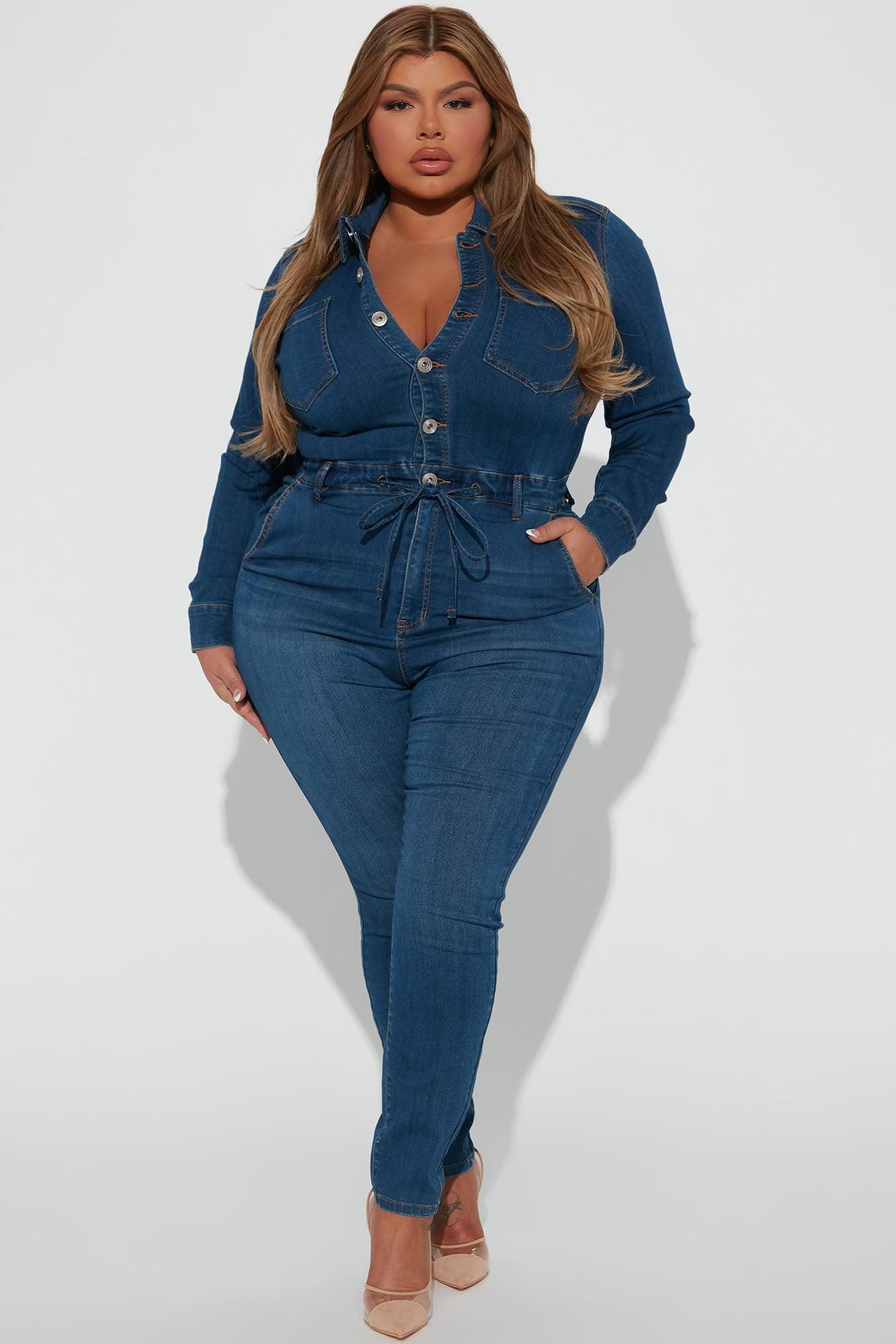Don't Go Denim Jumpsuit - Dark Wash Product Image