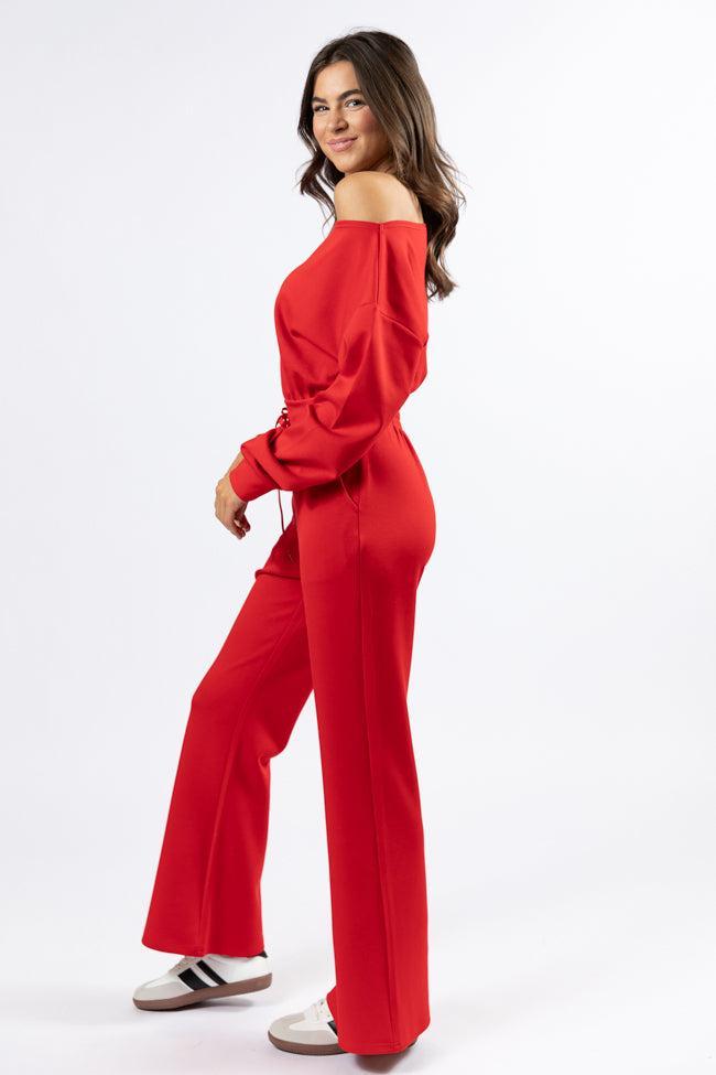 Wear It Out Red Boat Neck Jumpsuit SALE Product Image