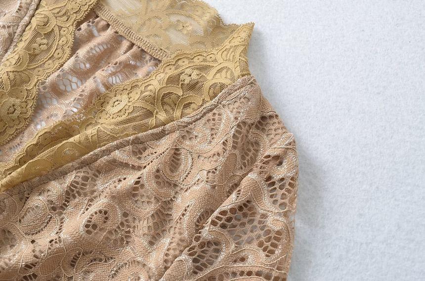 Flared-Cuff Lace Top Product Image