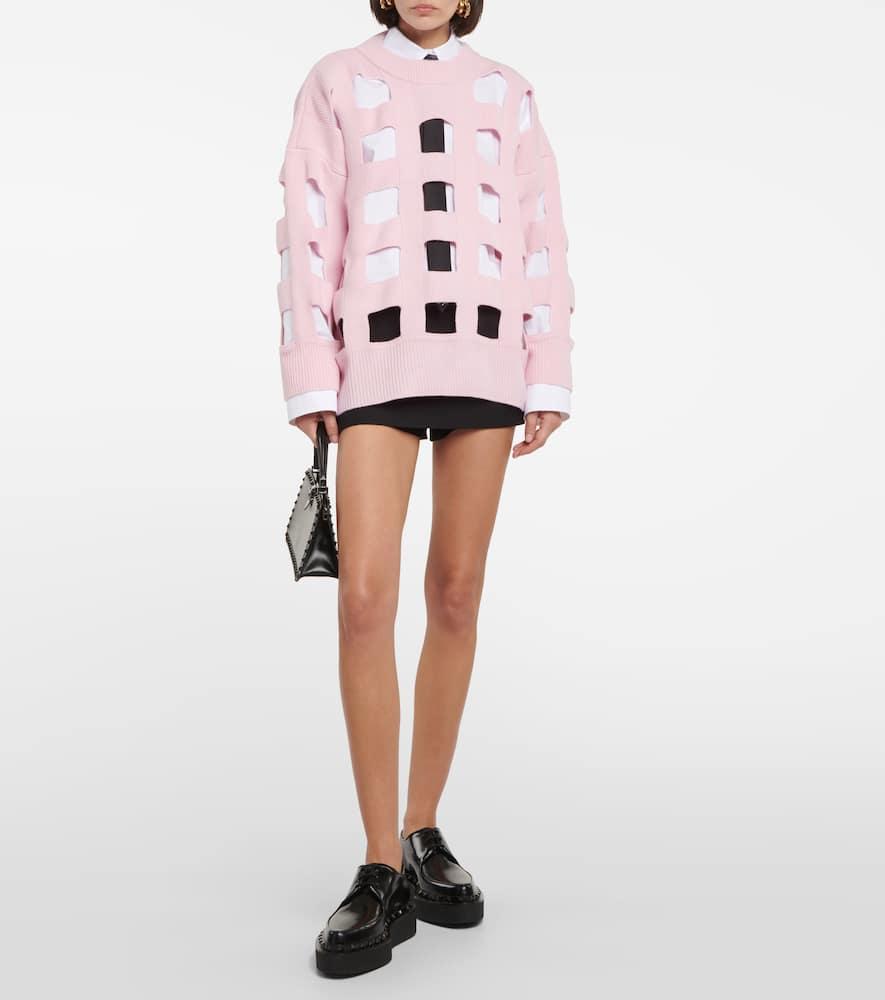 VALENTINO Cutout Wool Sweater In Pink Product Image