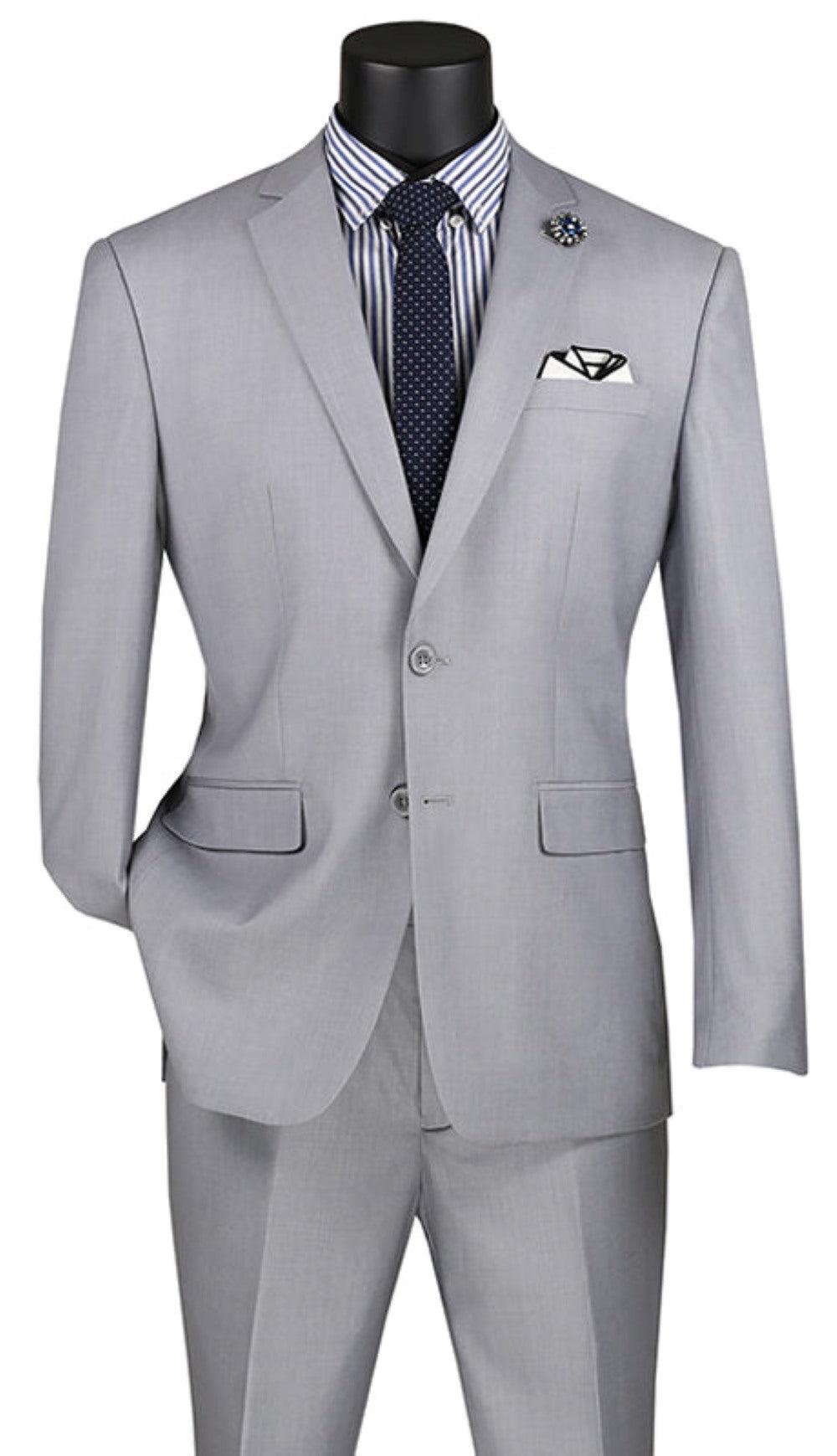 Slim Fit Men's Suit 2 Piece 2 Button in Light Gray Male Product Image