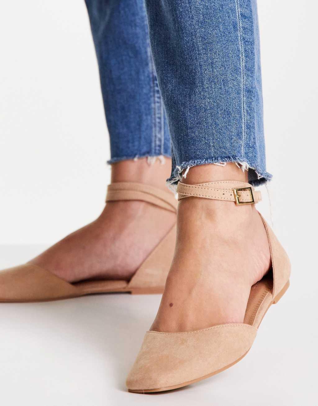 ASOS DESIGN Lift ballet flats in beige Product Image