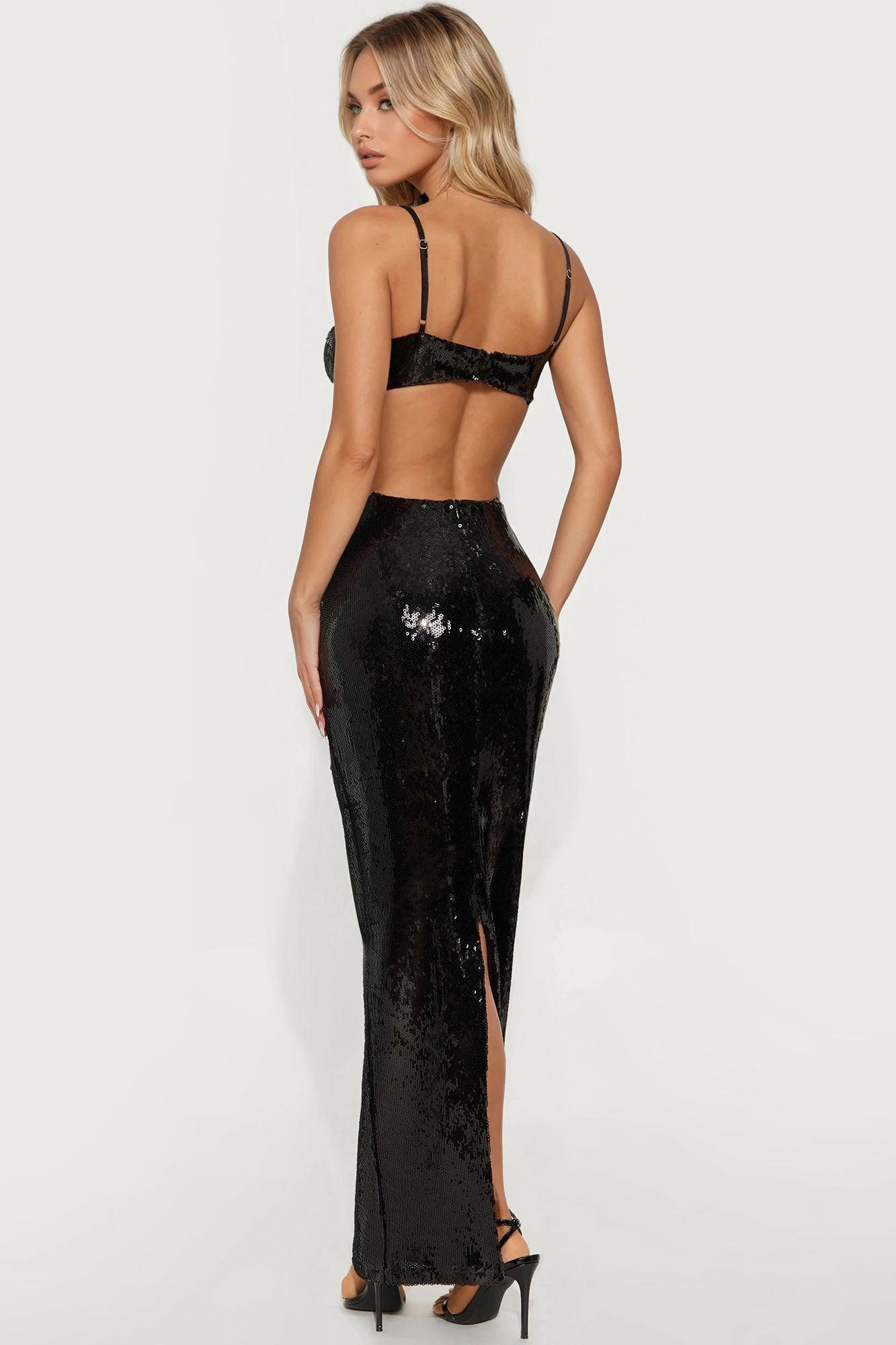 Midnight Opulence Sequin Gown - Black Female Product Image