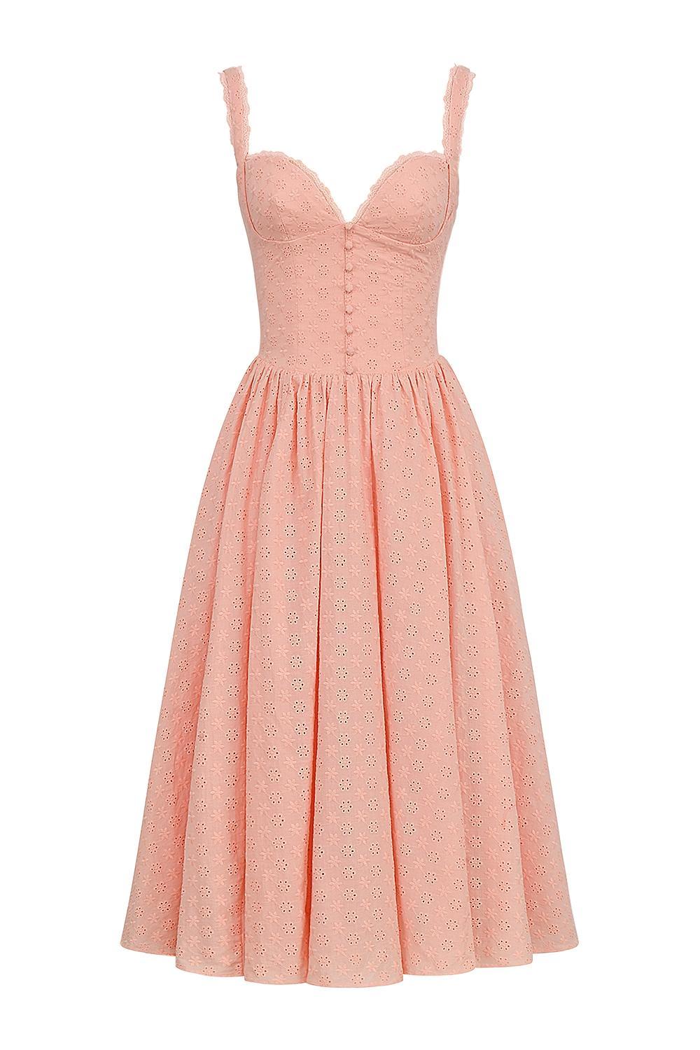 Adalyn  peach broderie anglais midi sundress Product Image