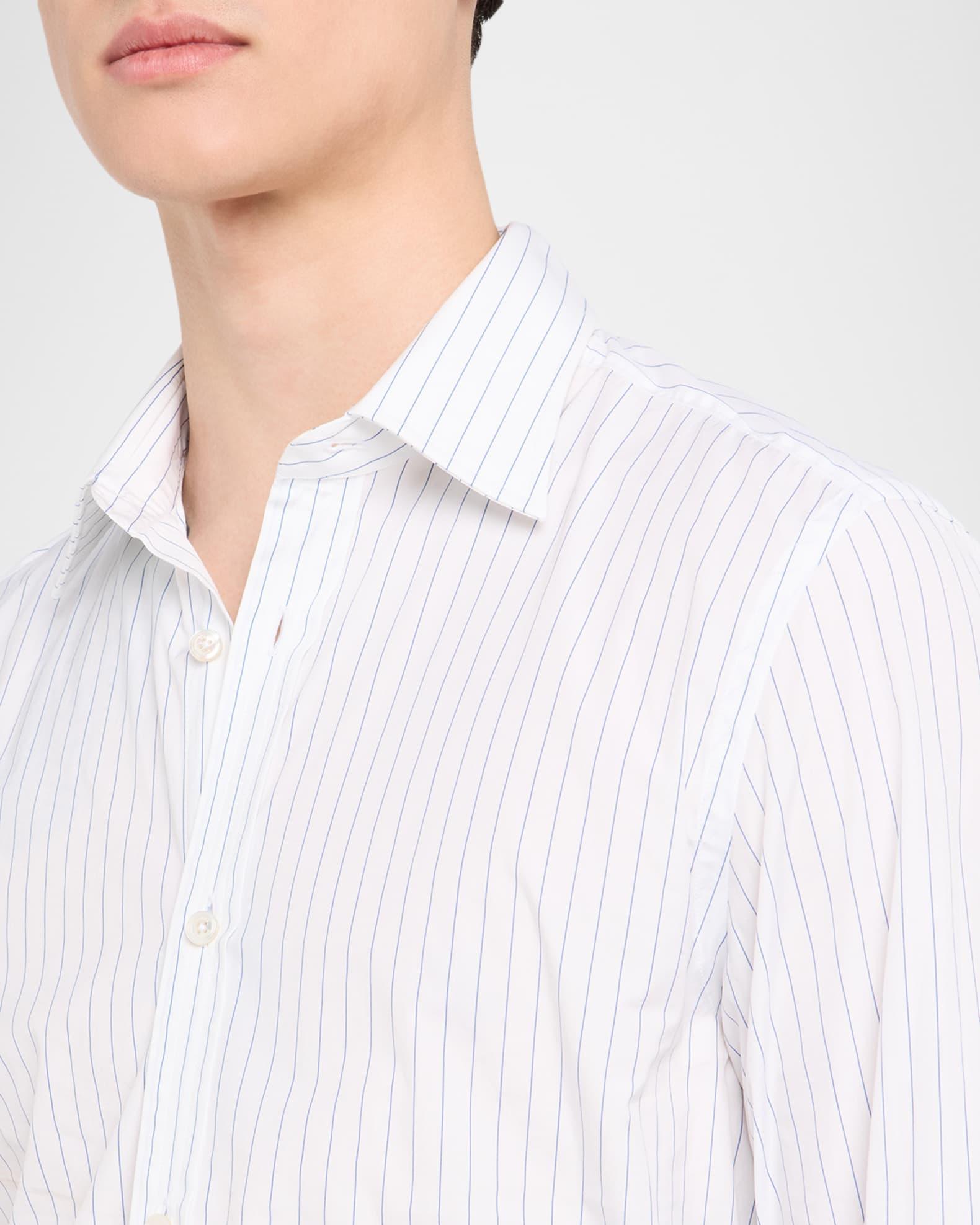 Men's Cotton Stripe Point-Collar Sport Shirt Product Image