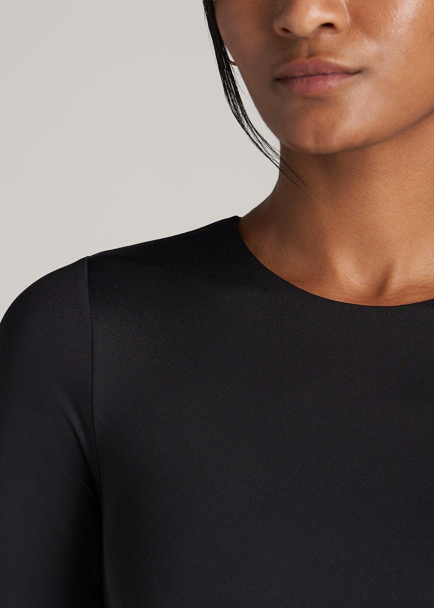 Long Sleeve Bodysuit for Tall Women in Black Female Product Image