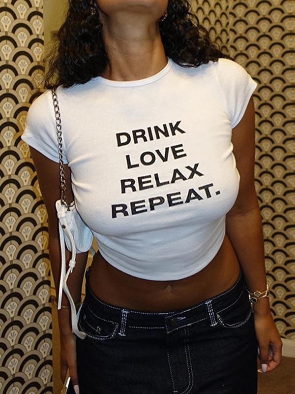 Letter Print Short Sleeve Tee Product Image