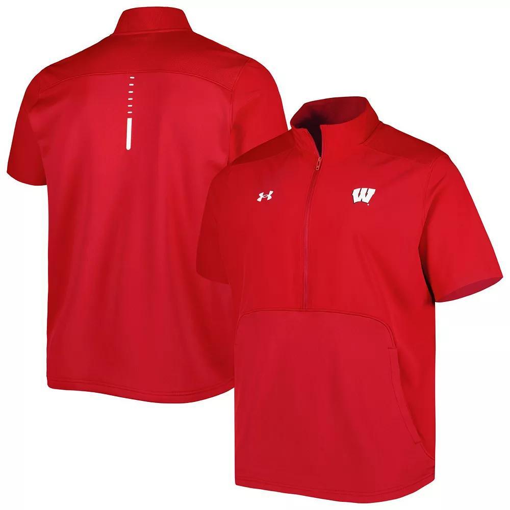 Men's Under Armour Red Wisconsin Badgers Motivate 2.0 Half-Zip Jacket, Size: Small Product Image