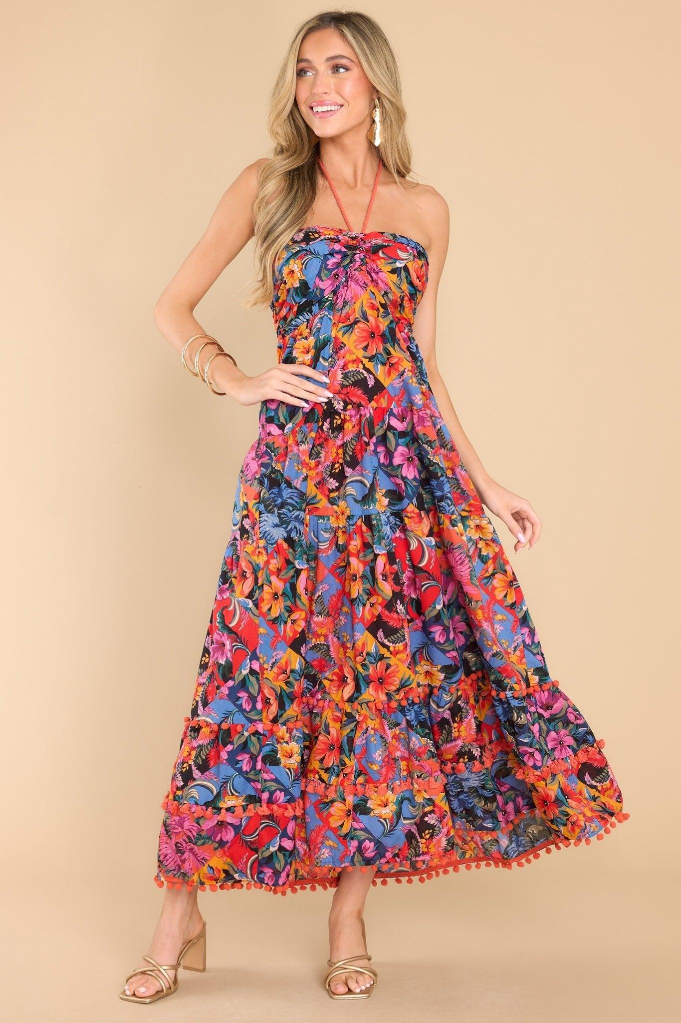 Alluring Dream Black Floral Print Maxi Dress Product Image