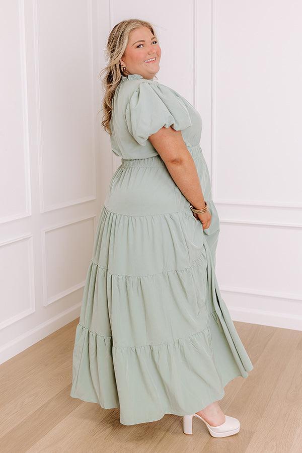 Simply Sweet Maxi Dress in Sage Curves Product Image