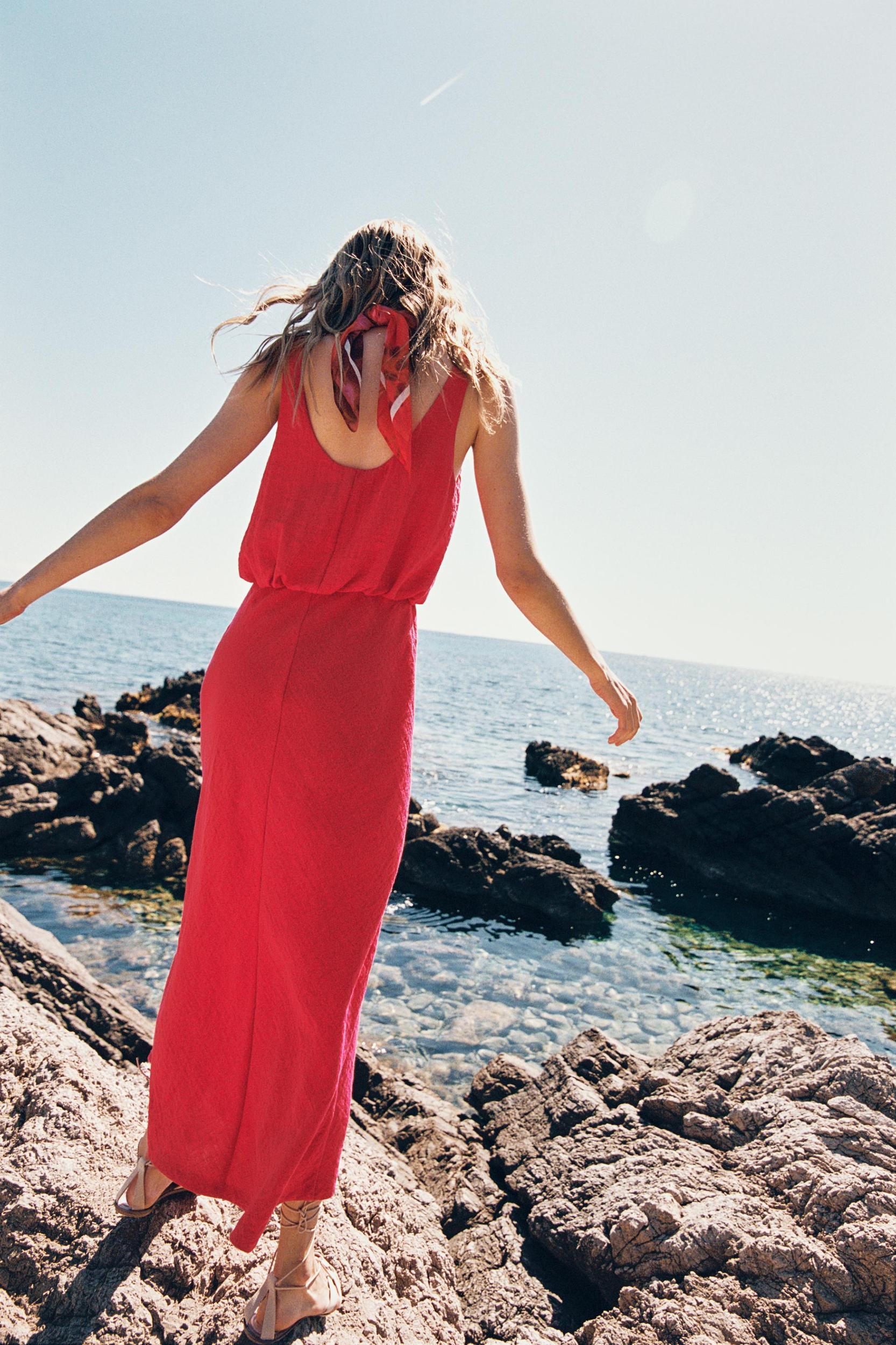 MIDI DRESS WITH RUCHED WAIST Product Image