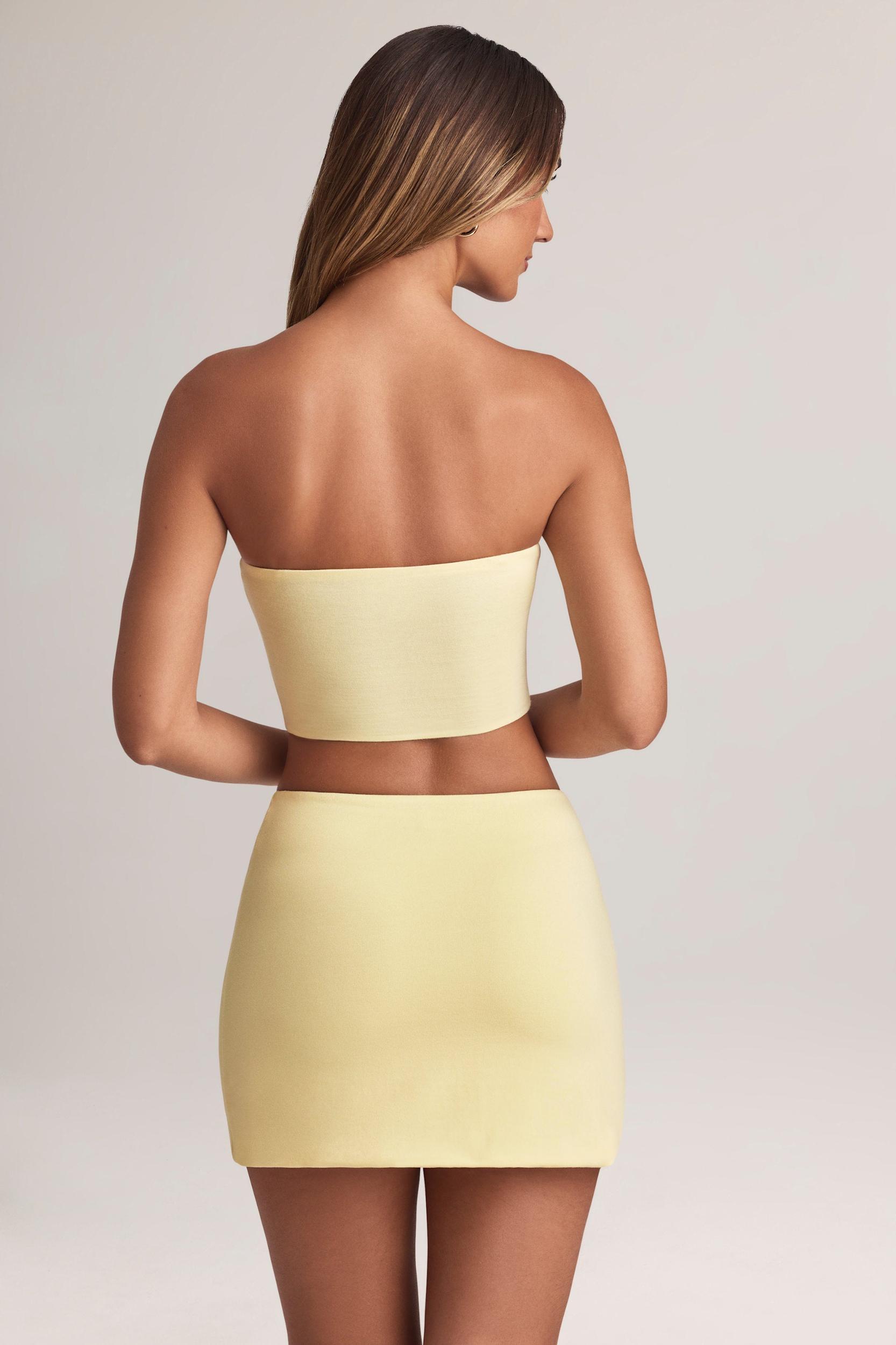 Modal Strapless Crop Top in Lemon Sherbet Product Image