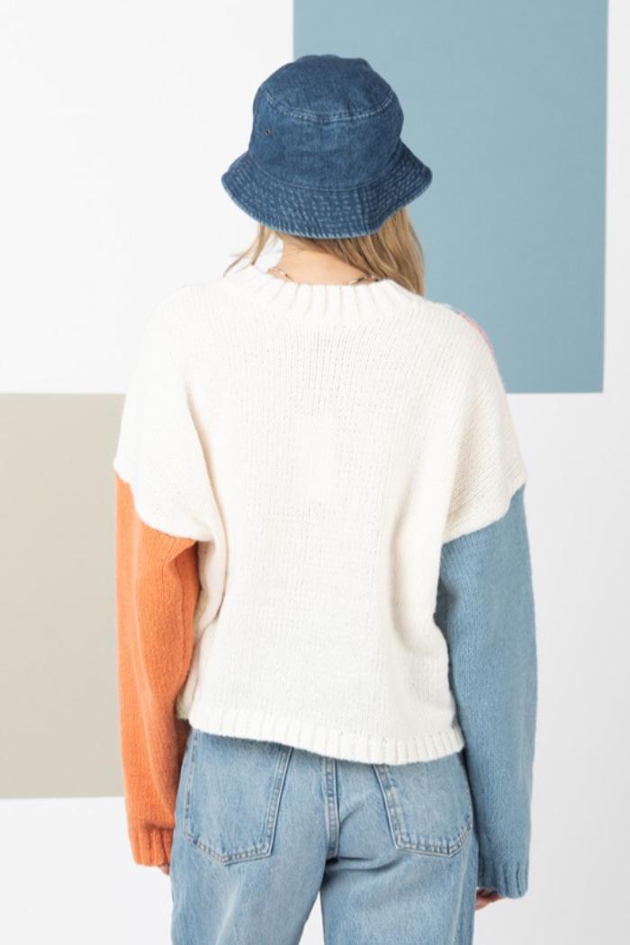 Colorblock Cable Sweater Product Image