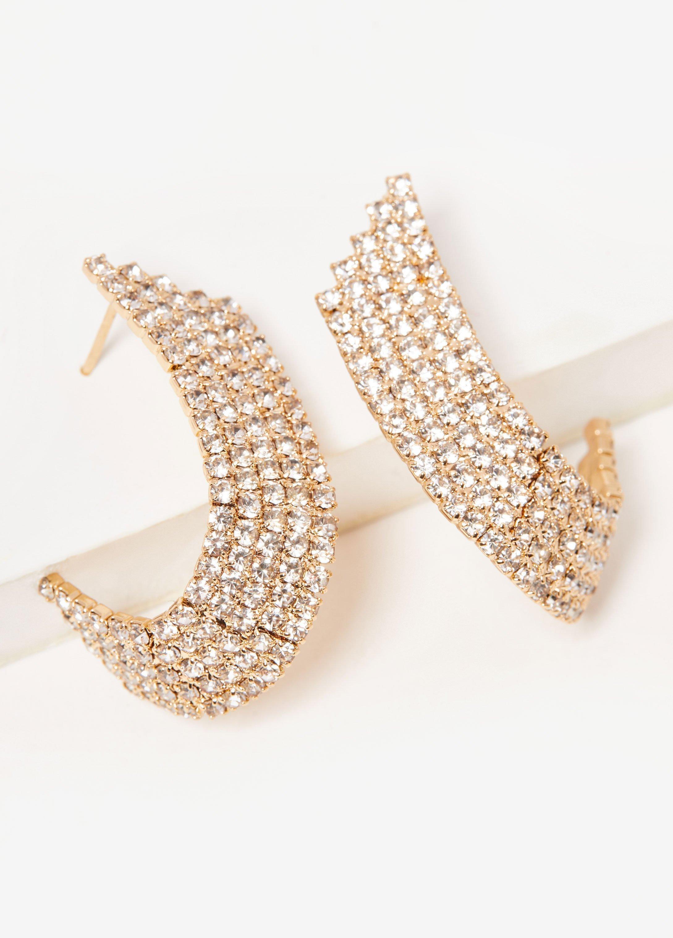 Crystal Oval Hoop Earrings Product Image