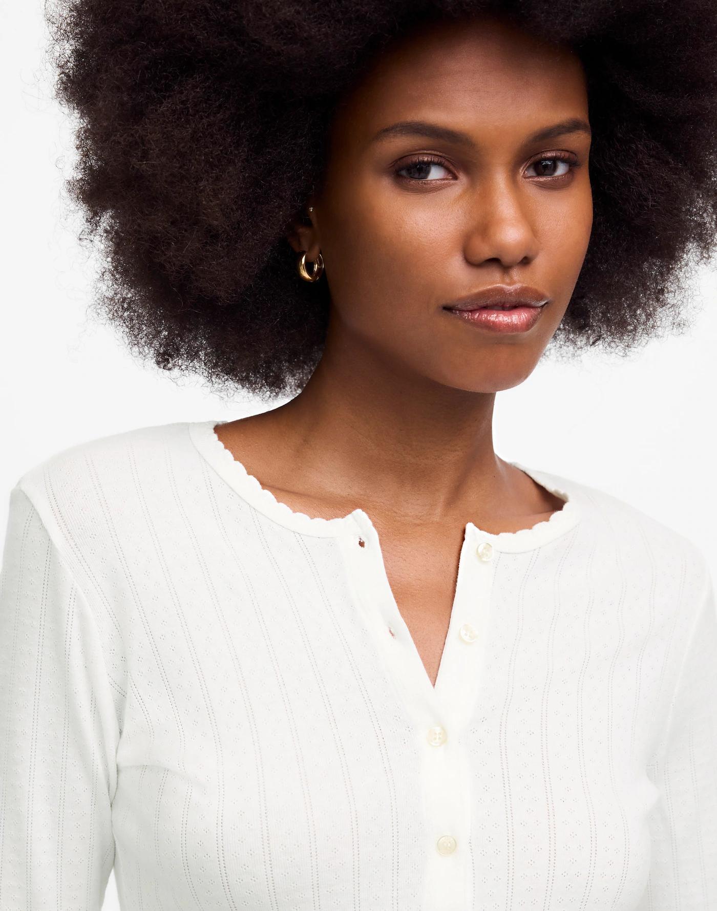 LESET Pointelle Crop Cardigan Product Image