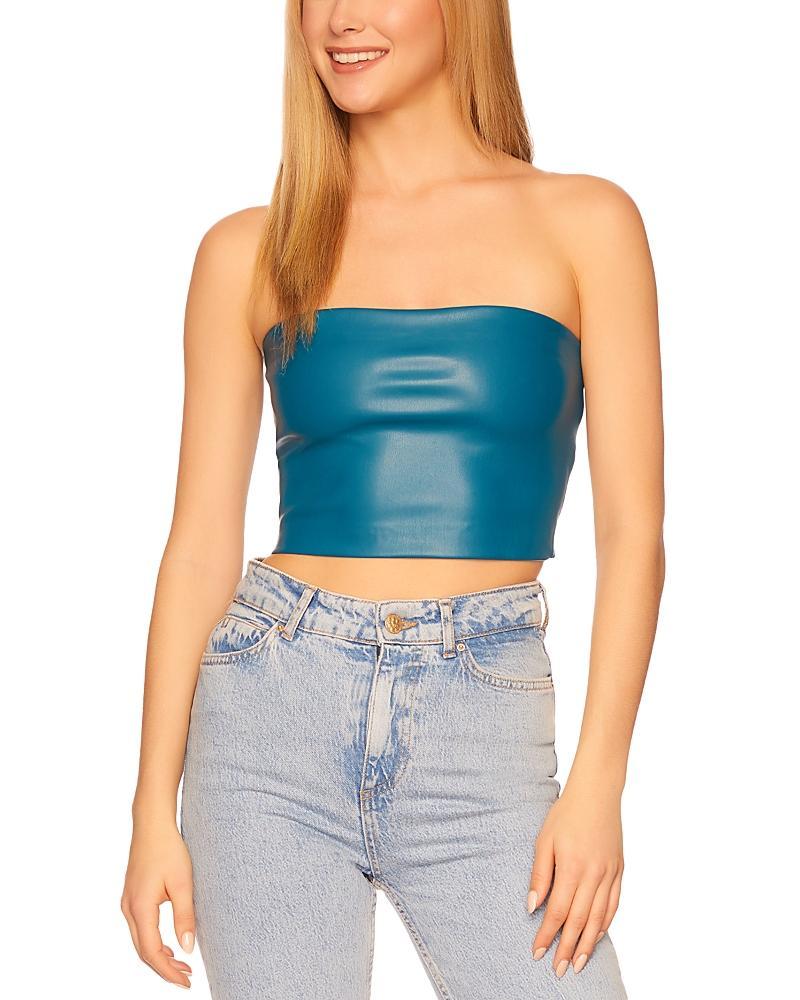 Womens Faux Leather Tube Top Product Image