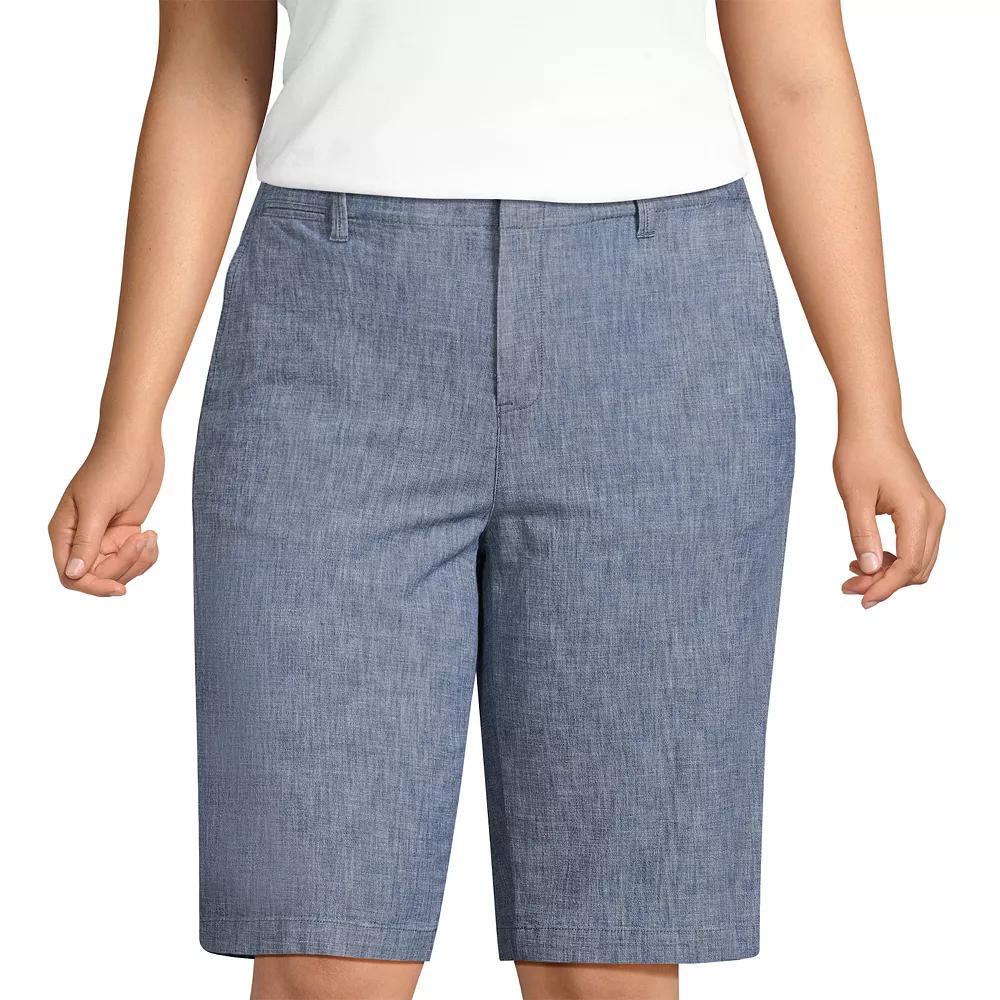 Plus Size Lands' End Elastic Back Classic 12" Chambray Shorts, Women's, Size: 22 W, Evening  Chambray Product Image