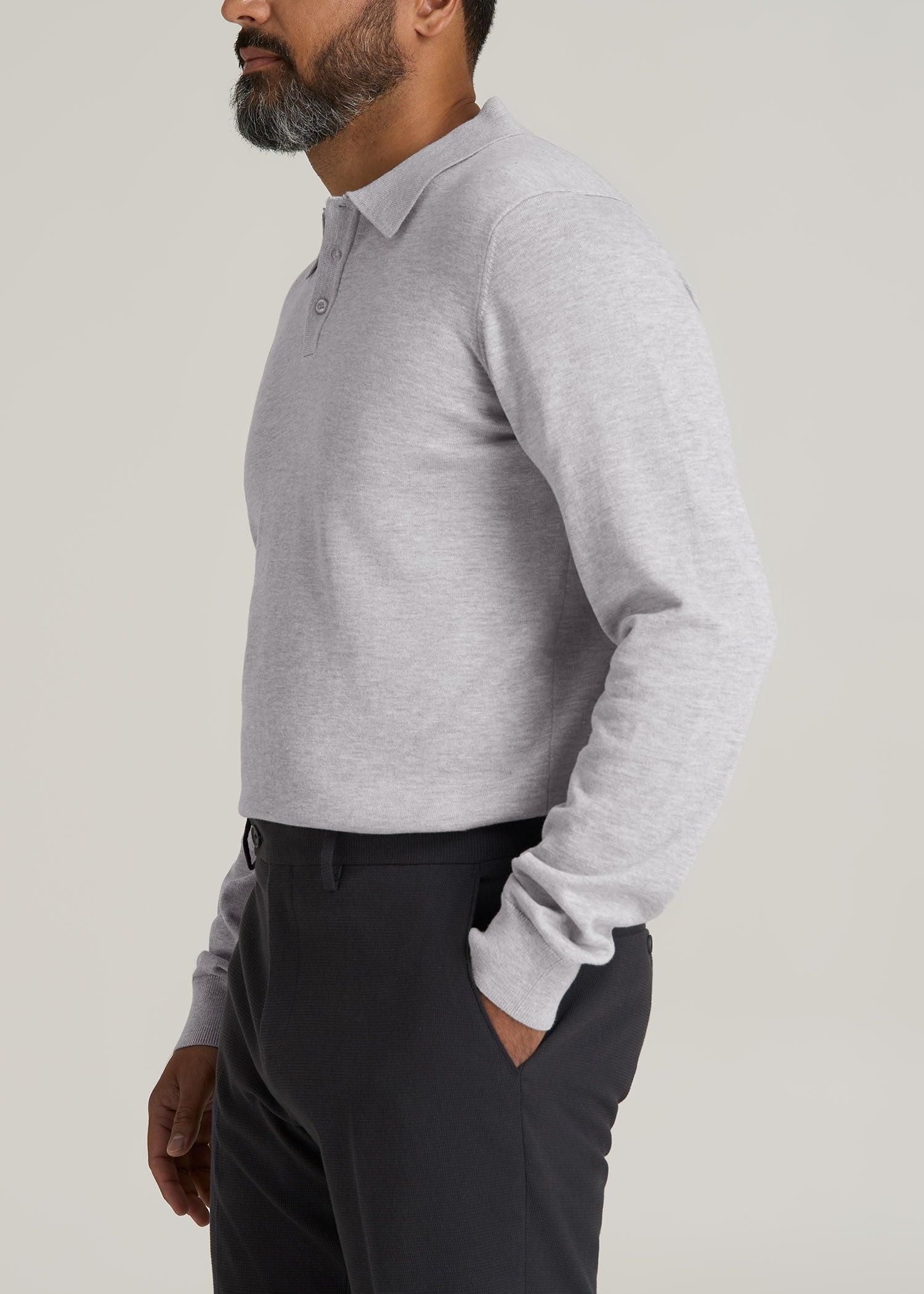 Men’s Tall Polo Sweater in Light Grey Product Image