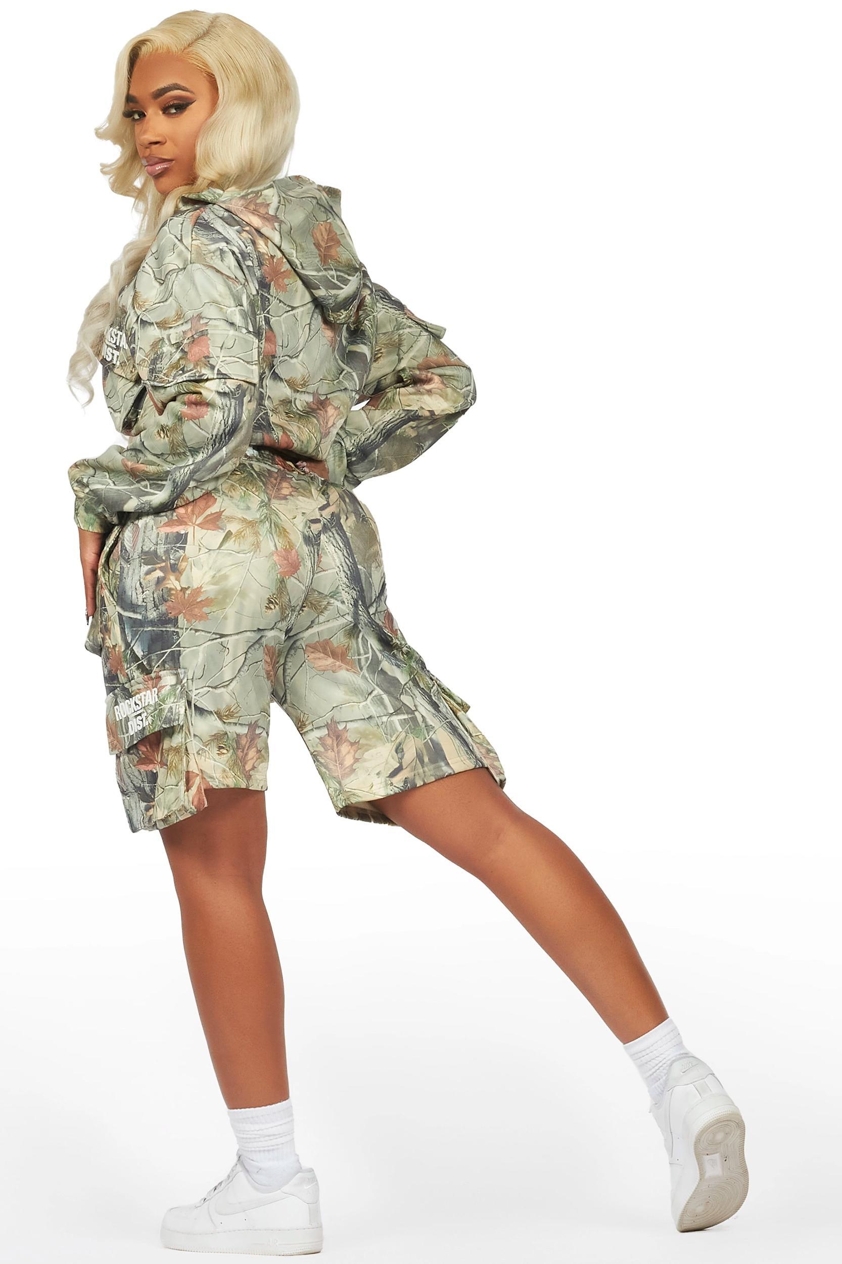 Shaneka Tree Camo Cargo Short Set Female Product Image