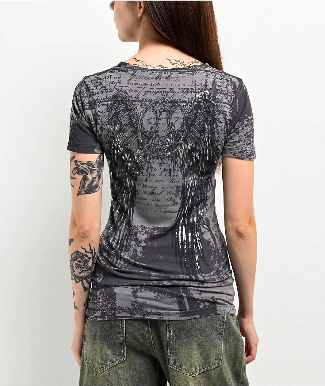 Affliction Eros Grey V-Neck T-Shirt Product Image