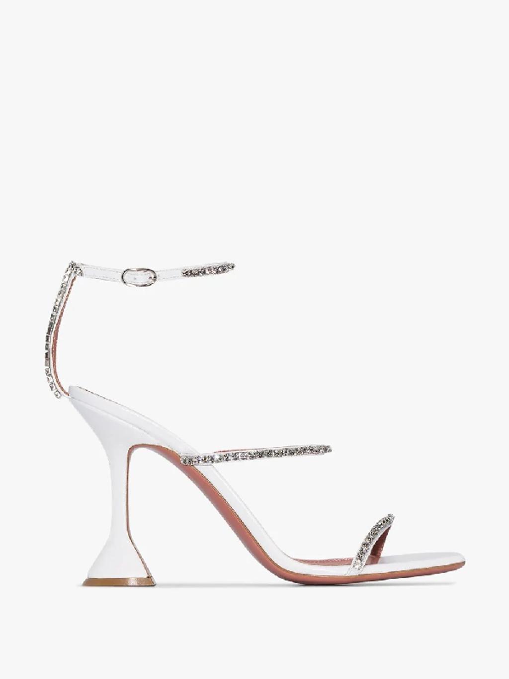 Gilda 95mm Embellished-strap Sandals In Silver Product Image