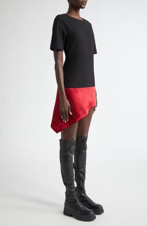 JW ANDERSON Double Crepe Diagonal Hem Mini Dress In Black/red Product Image