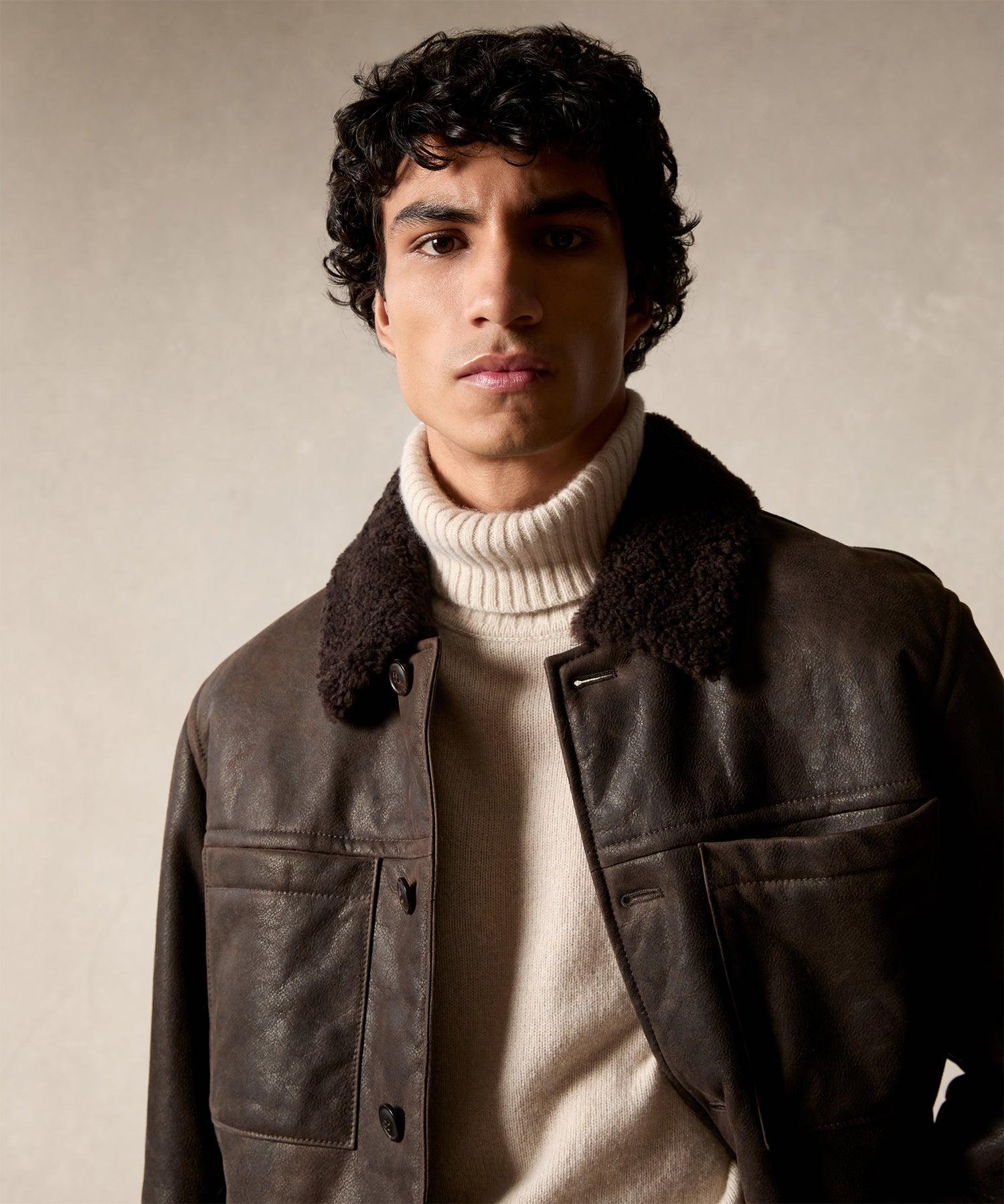 Shearling Chore Jacket in Brown Product Image