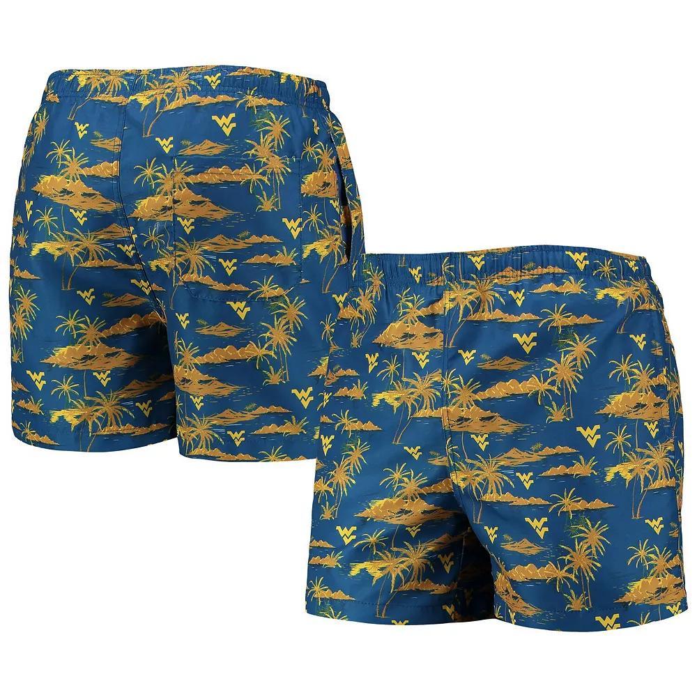 Men's FOCO Navy West Virginia Mountaineers Island Palm Swim Trunks, Size: 2XL, Blue Product Image