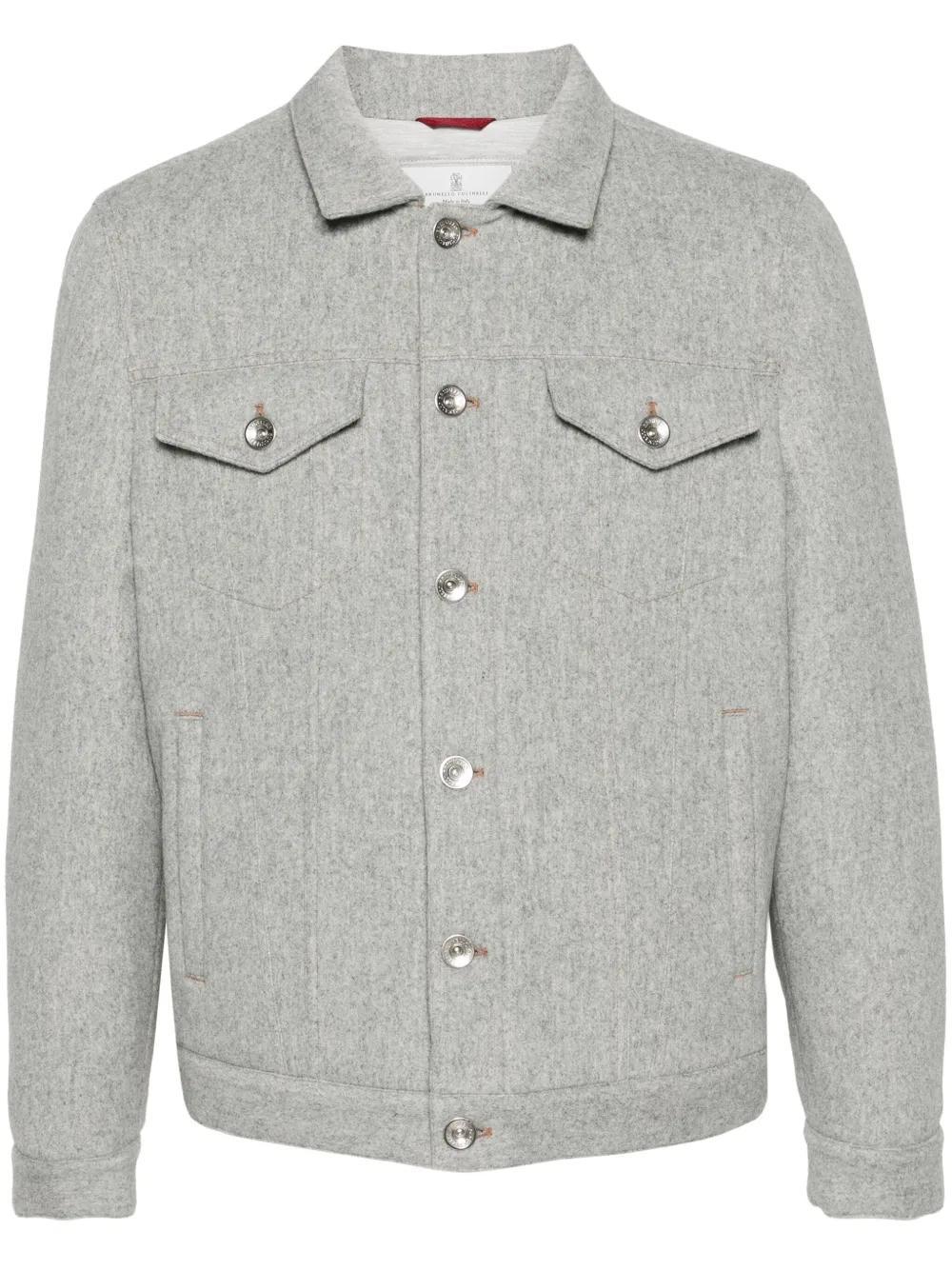 BRUNELLO CUCINELLI Wattierte Hemdjacke In Grau Product Image