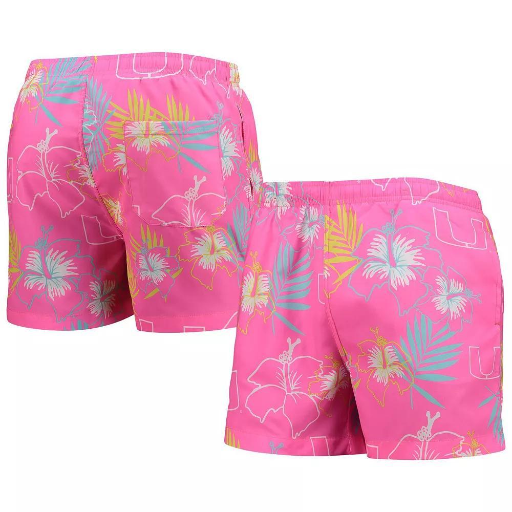 Men's FOCO Pink Miami Hurricanes Neon Floral Swim Trunks, Size: 2XL Product Image