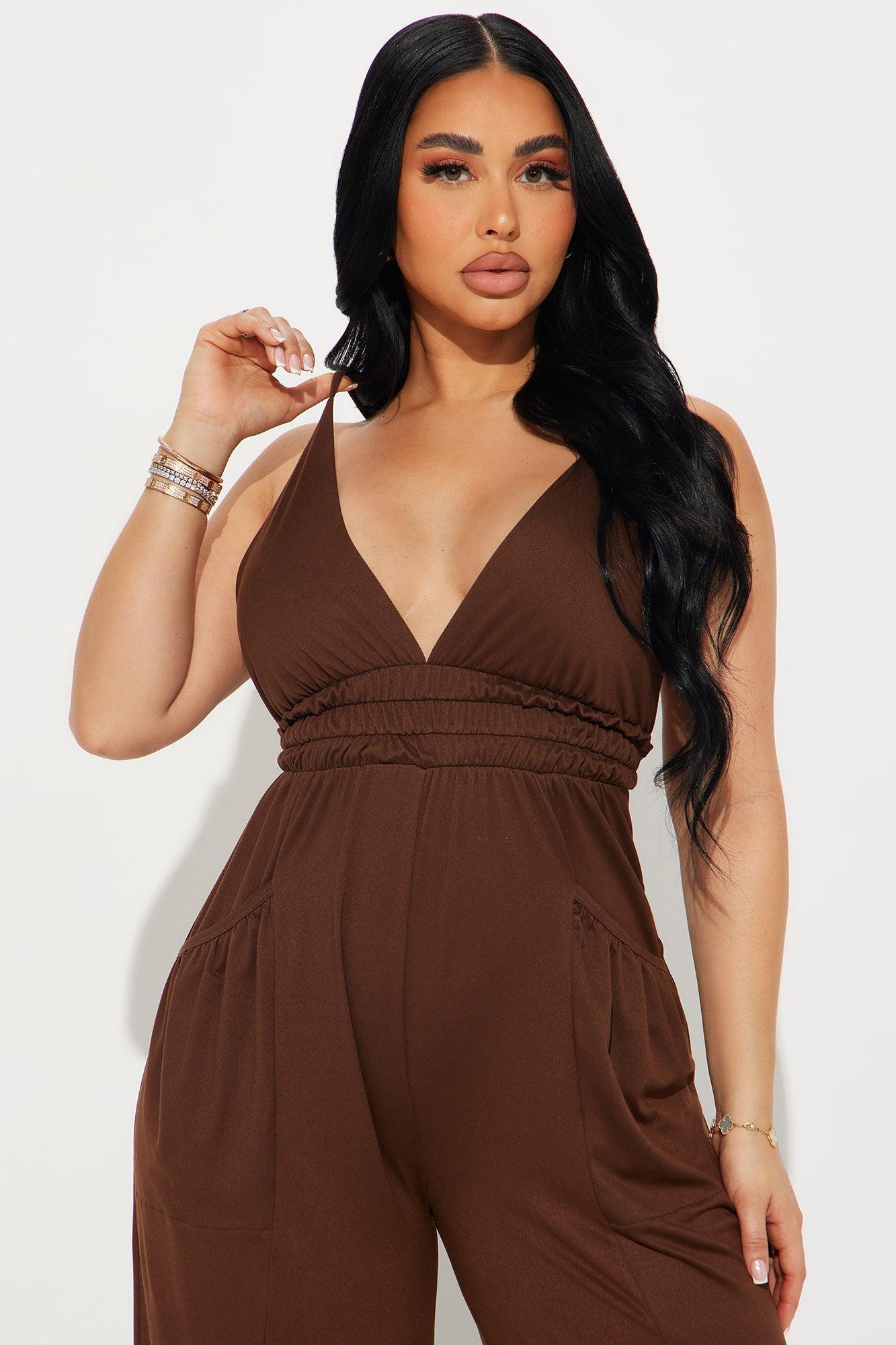 Lounge With Us Jumpsuit  - Brown Product Image