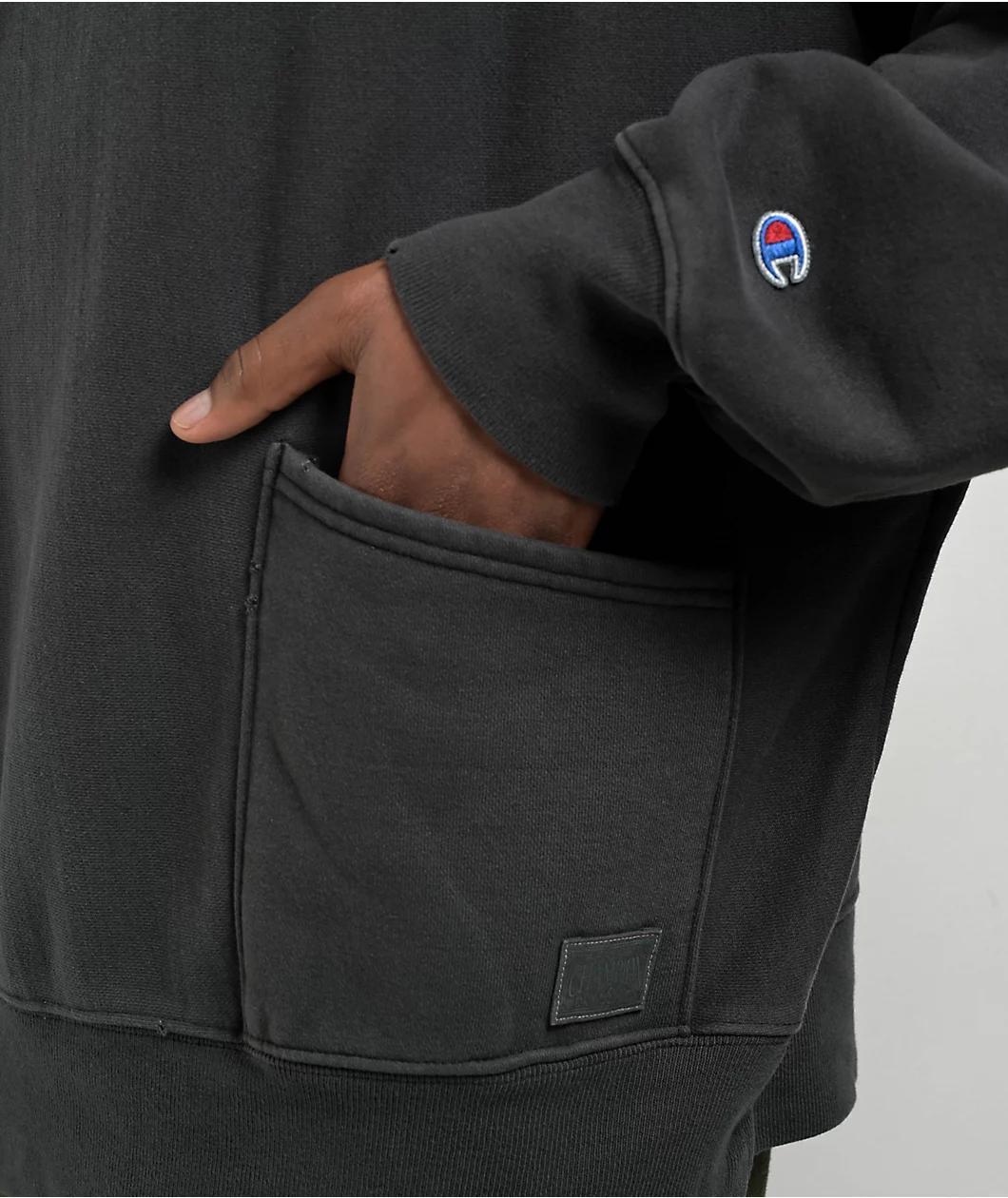 Champion Reverse Weave Crossover Black Vintage Dye Hoodie Product Image