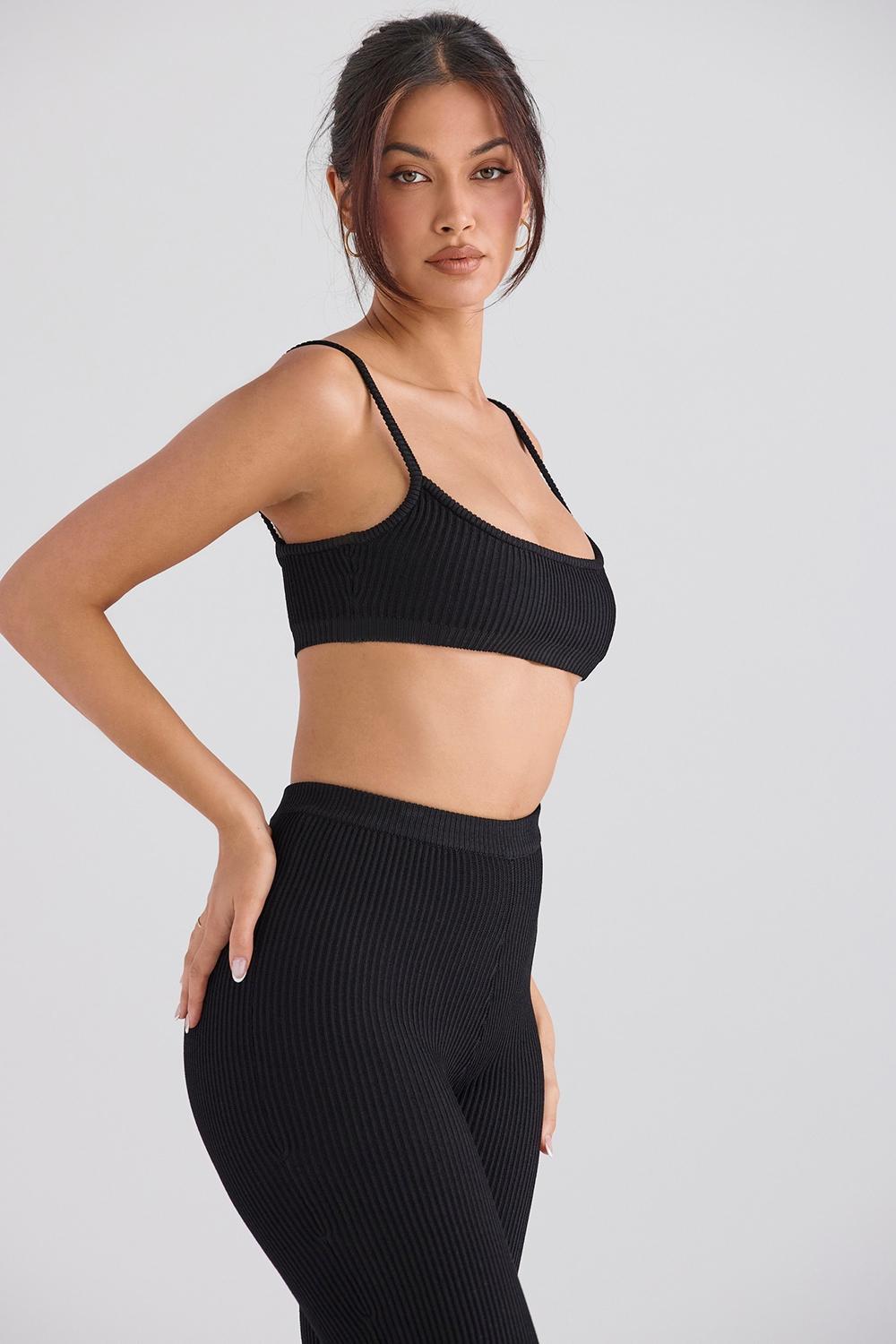 Mischa  black ribbed knit bralette - sale Product Image
