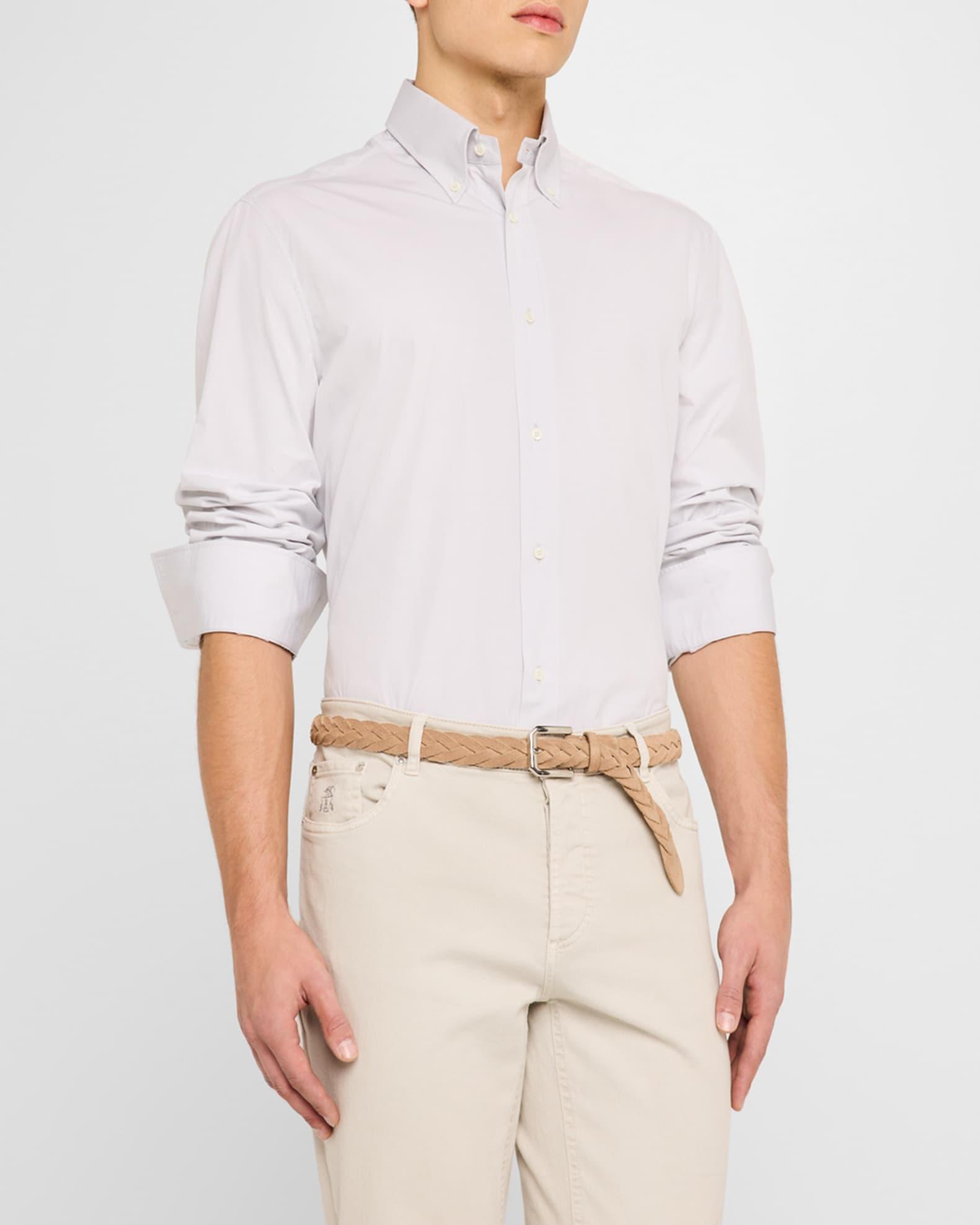 Men's Cotton Canvas Button-Collar Dress Shirt Product Image