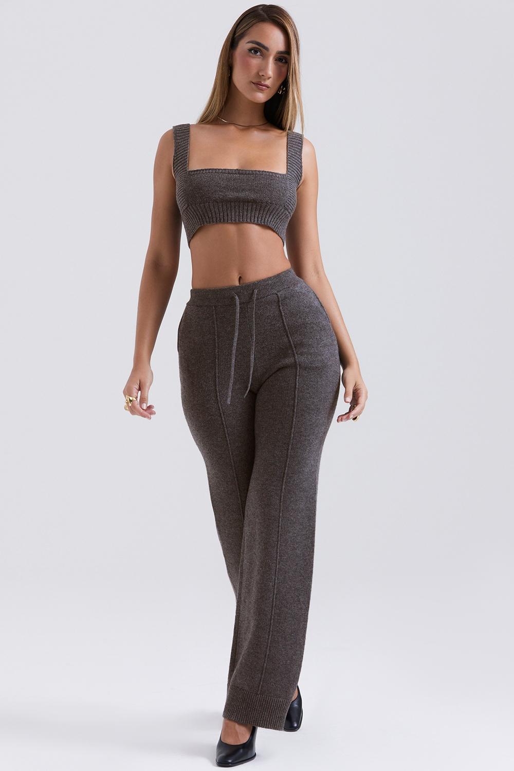 Yalina Charcoal Cashmere Blend Trousers - SALE Product Image