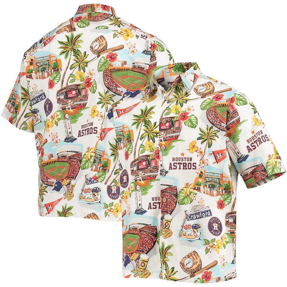 Men's Reyn Spooner White Houston Astros Scenic Button-Up Shirt, Size: Large Product Image
