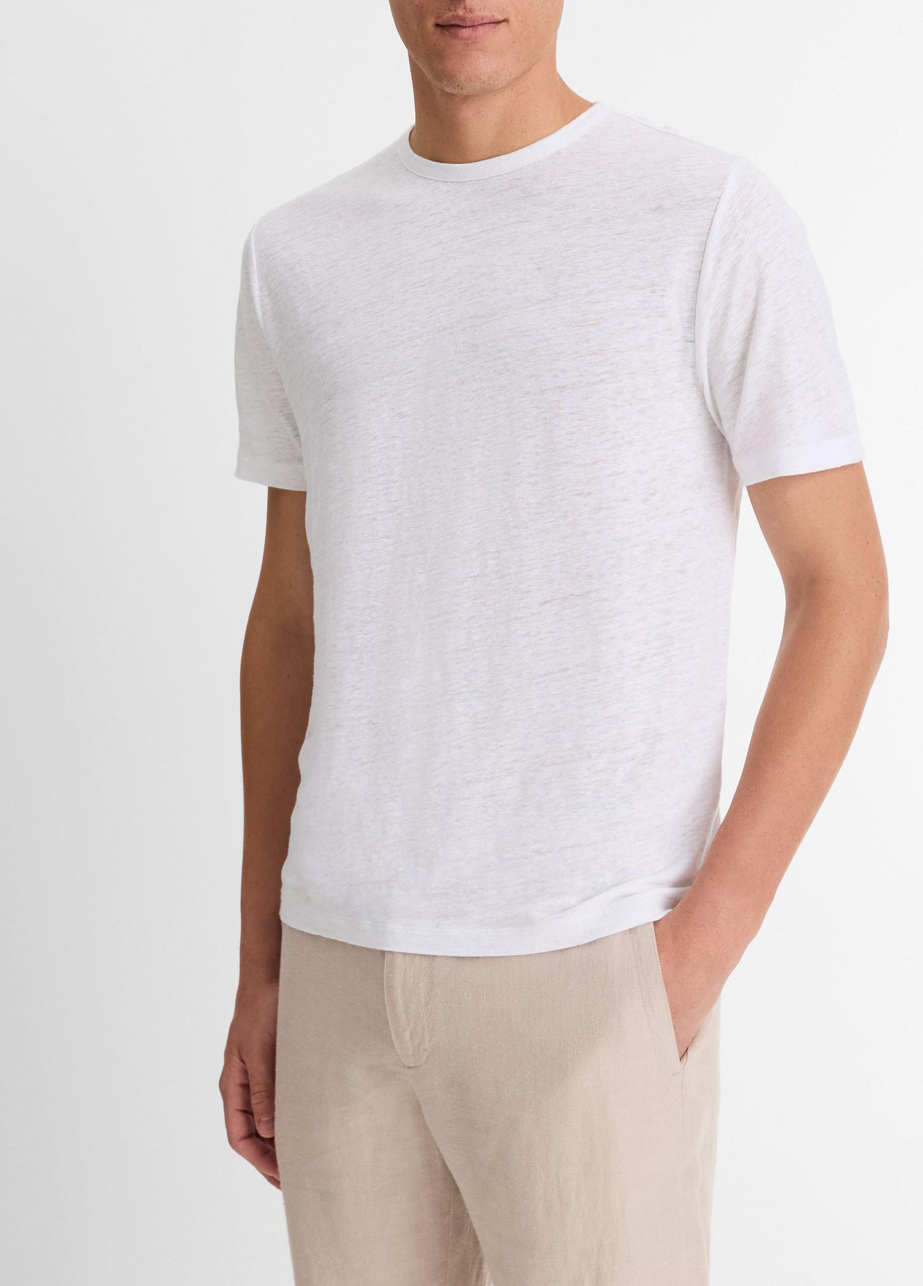 Linen Crew Neck T-Shirt Product Image