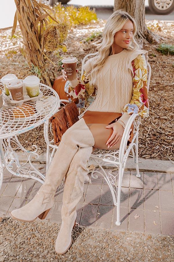 Afternoon Escape Knit Top in Iced Latte Product Image