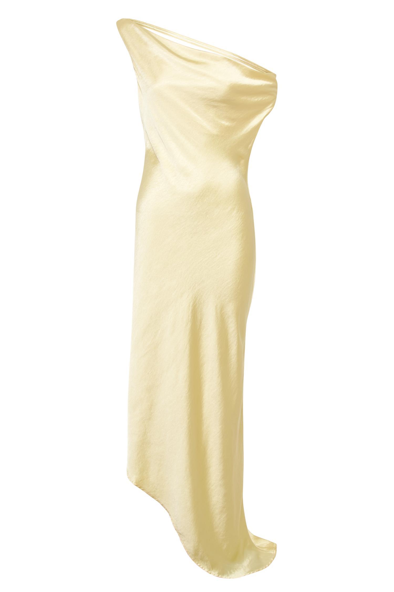 Yvette Slip Maxi Dress With Asymmetrical Hem - Butter Product Image