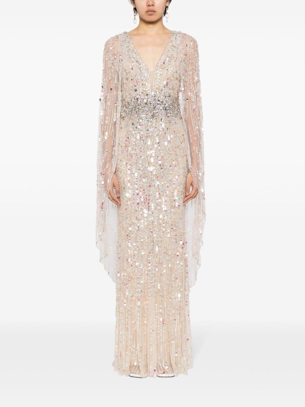 Honey Pie sequin-embellished cape gown Product Image