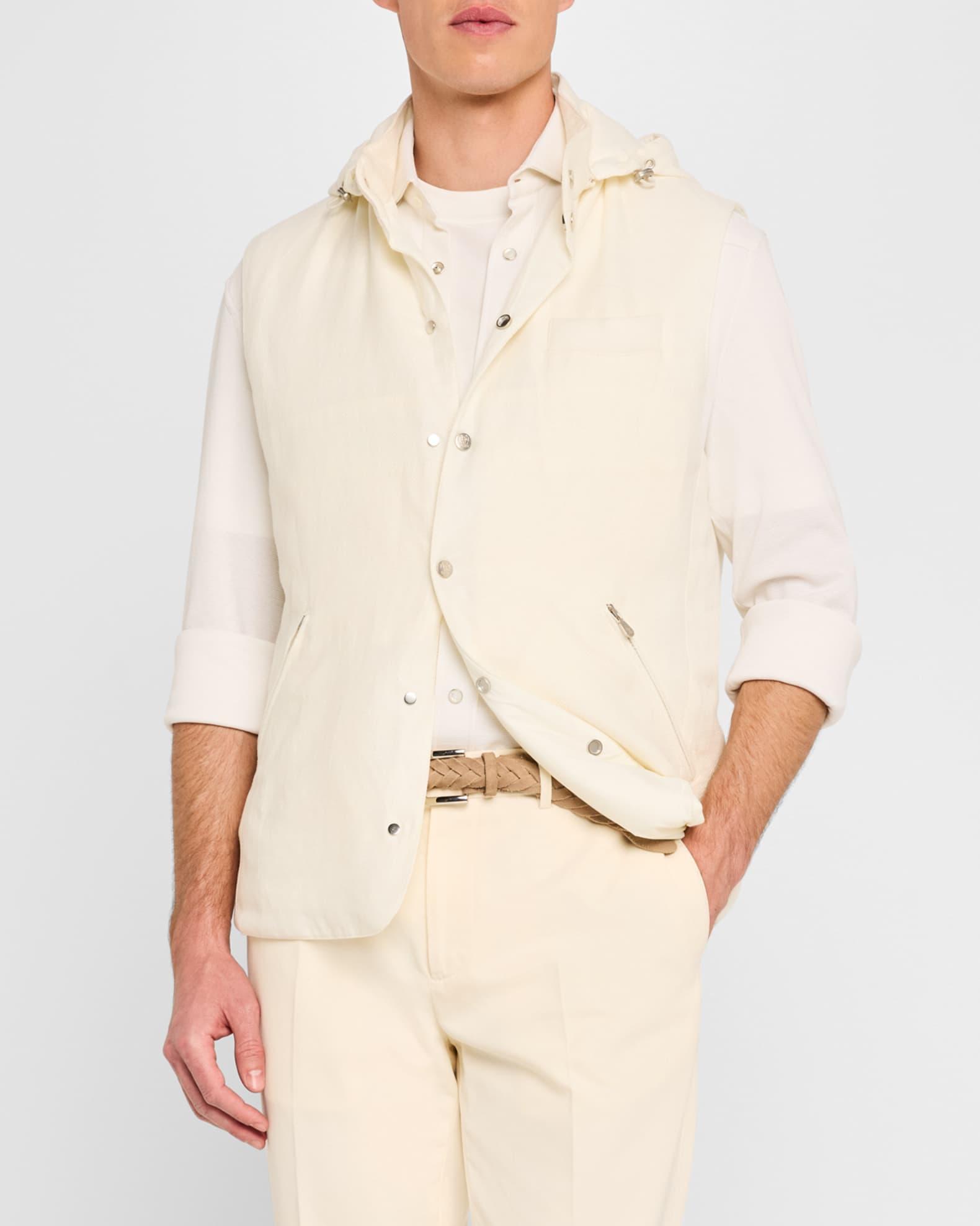 Men's Water-Resistant Snap-Front Vest with Removable Hood Product Image