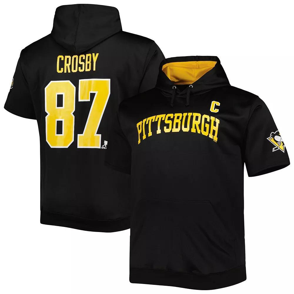 Men's Fanatics Branded Sidney Crosby Black Pittsburgh Penguins Big & Tall Captain Patch Name & Number Pullover Hoodie, Size: 3XB Product Image