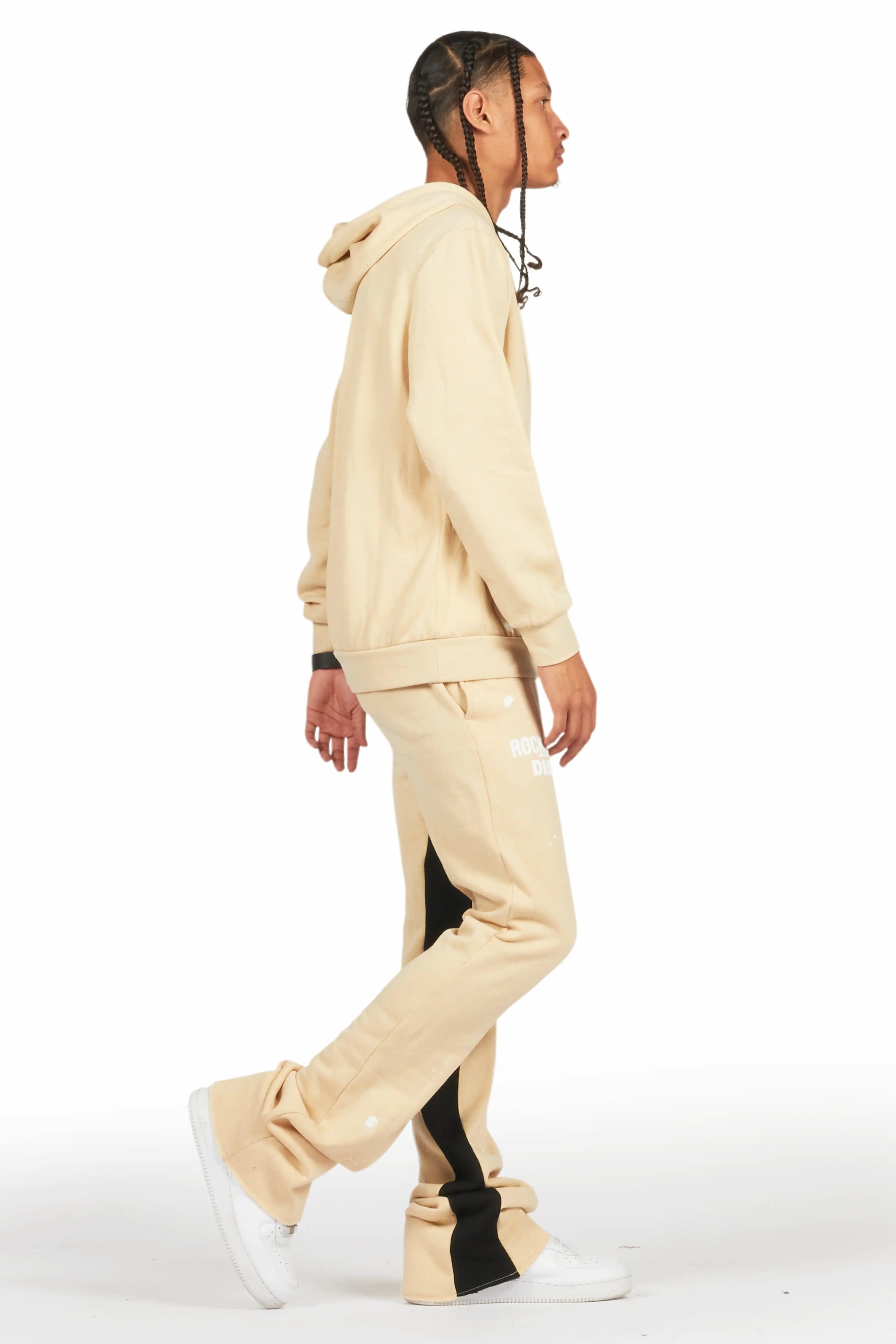 Raffer Beige Hoodie Baggy Fit Pant Track Set Male Product Image