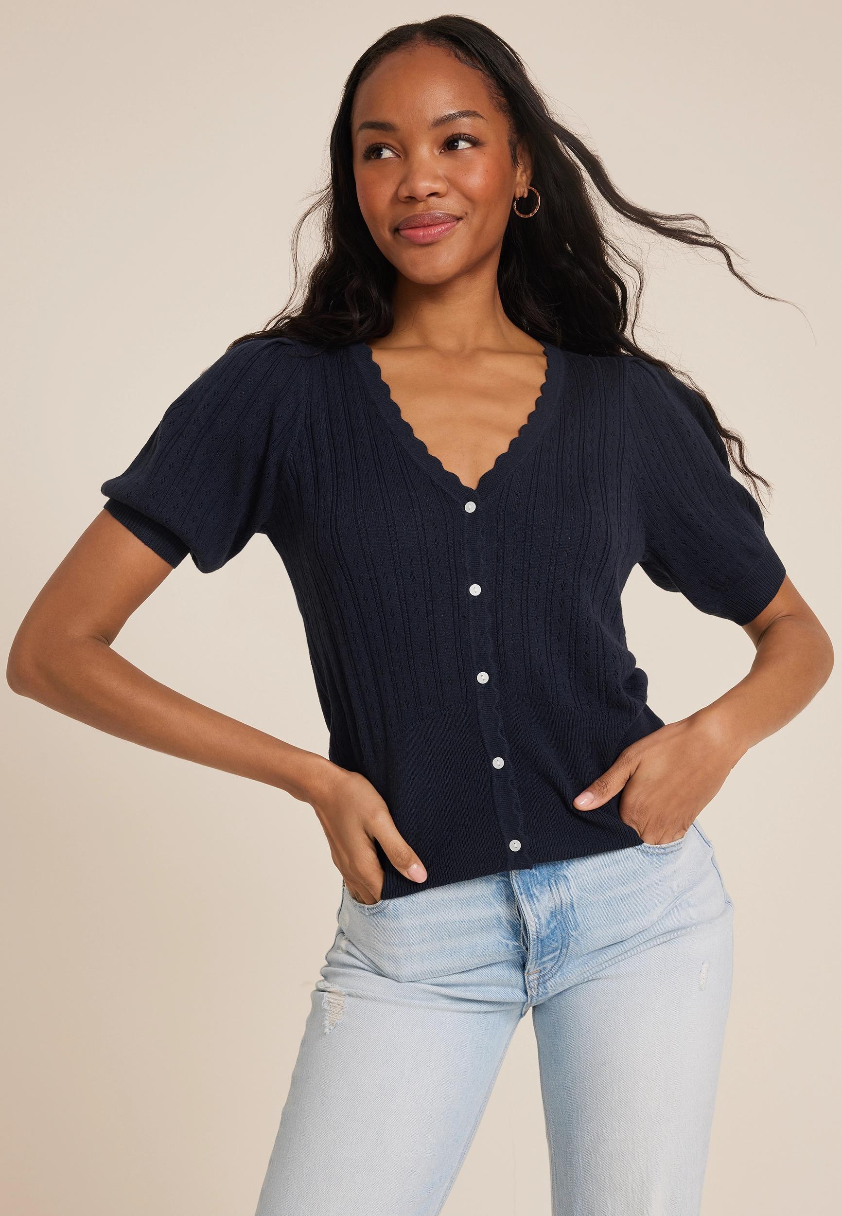 Scalloped Pointelle Cardigan Product Image